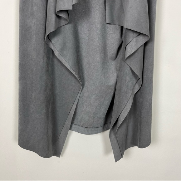 KATHERINE BARCLAY SUEDE CASCADE FRONT GREY VEST SIZE SMALL - Picture 6 of 14